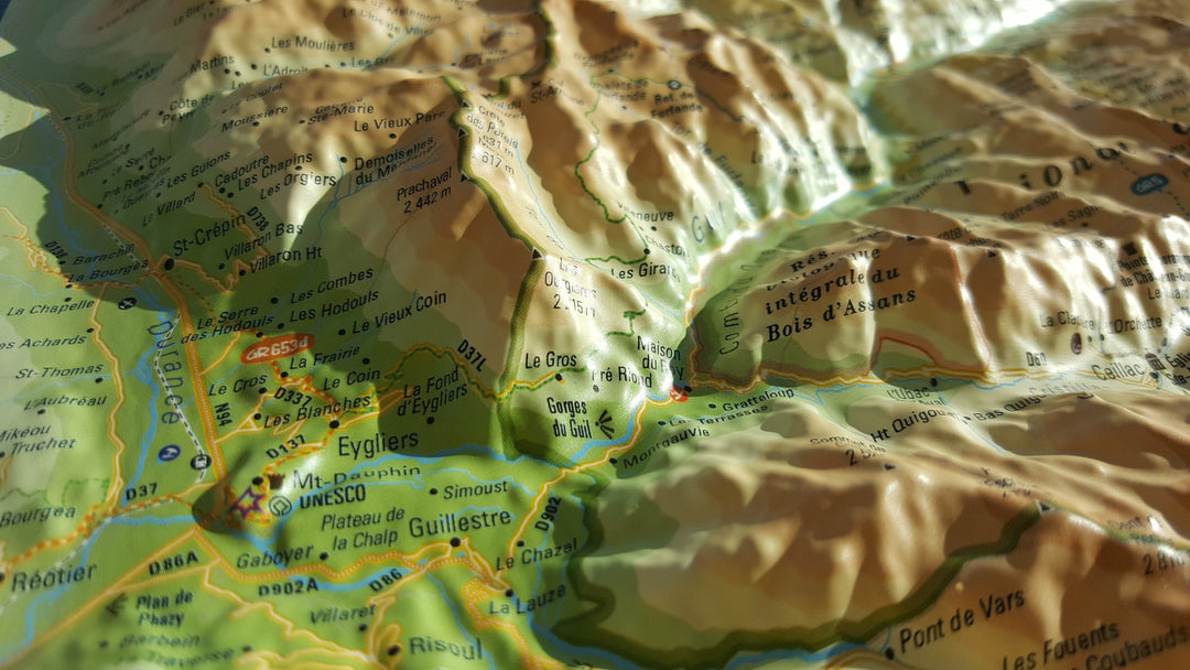 Carte murale en relief - Parc Naturel Régional du Queyras-Ubaye - 41 cm x 61 cm | 3D Map carte relief 3D Map 