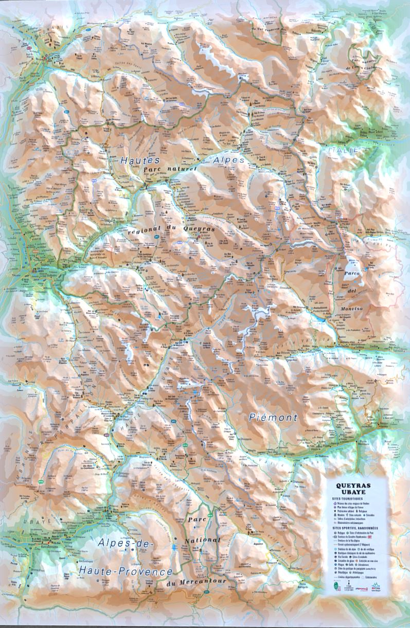 Carte murale en relief - Parc Naturel Régional du Queyras-Ubaye - 41 cm x 61 cm | 3D Map carte en relief 3D Map