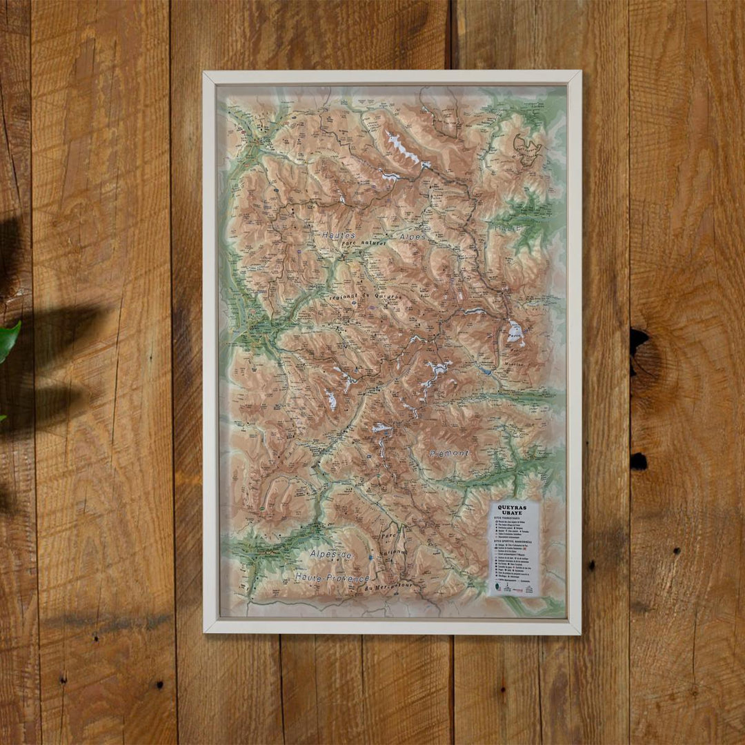 Carte murale en relief - Parc Naturel Régional du Queyras-Ubaye - 41 cm x 61 cm | 3D Map carte relief 3D Map 