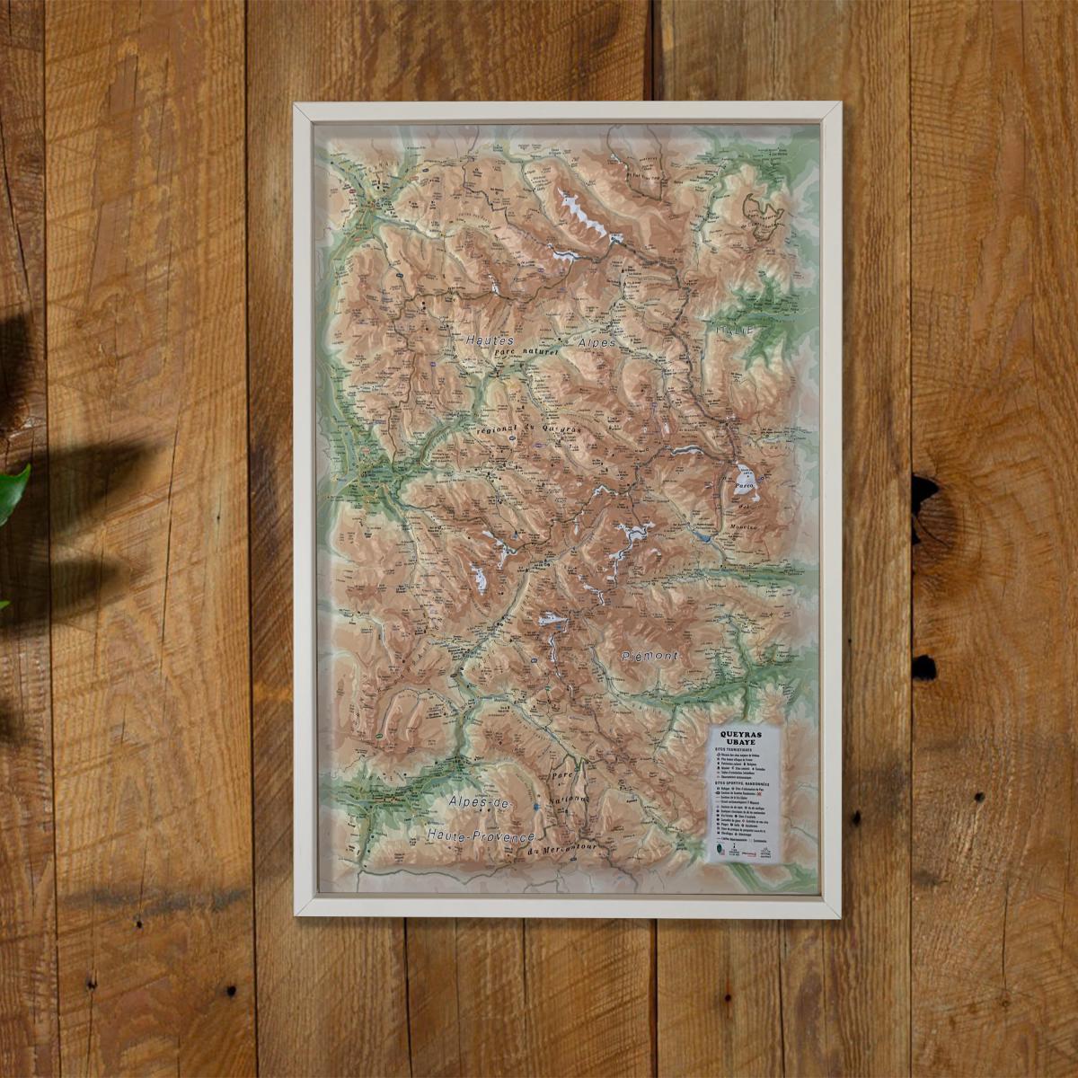 Carte murale en relief - Parc Naturel Régional du Queyras-Ubaye - 41 cm x 61 cm | 3D Map carte en relief 3D Map