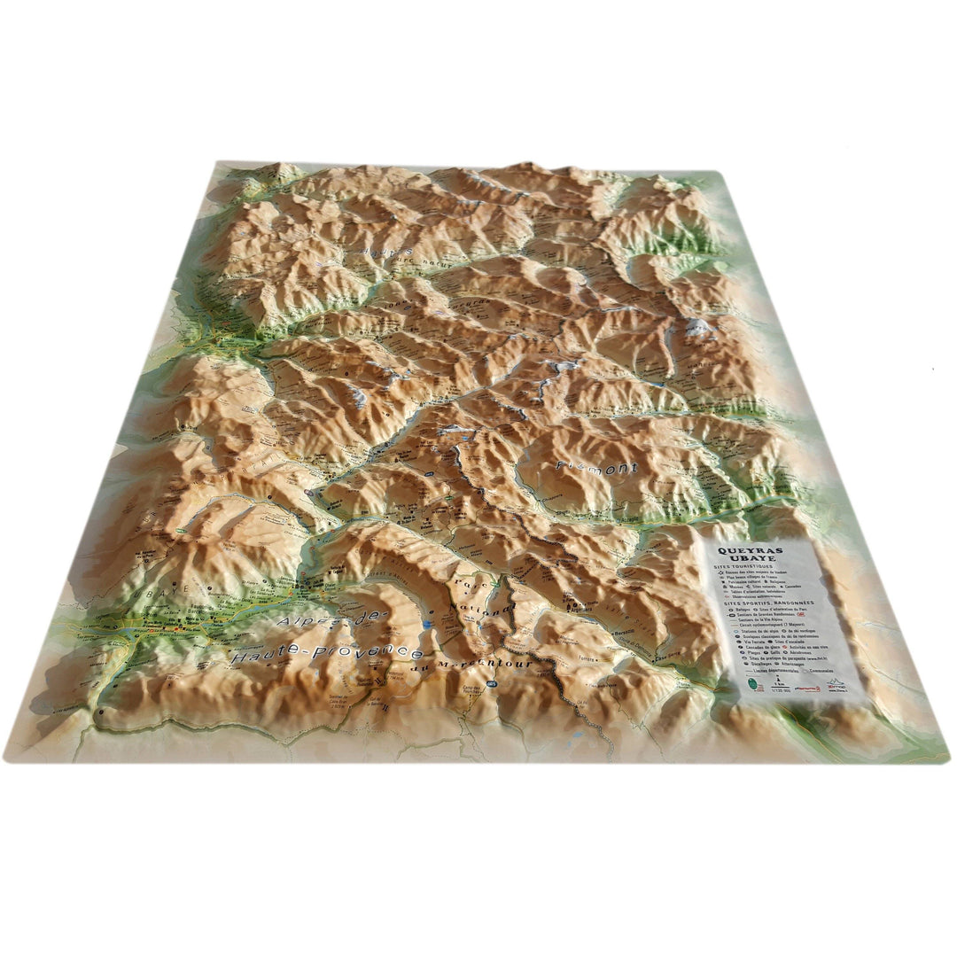 Carte murale en relief - Parc Naturel Régional du Queyras-Ubaye - 41 cm x 61 cm | 3D Map carte relief 3D Map 