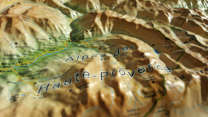 Carte murale en relief - Parc Naturel Régional du Queyras-Ubaye - 41 cm x 61 cm | 3D Map carte relief 3D Map 