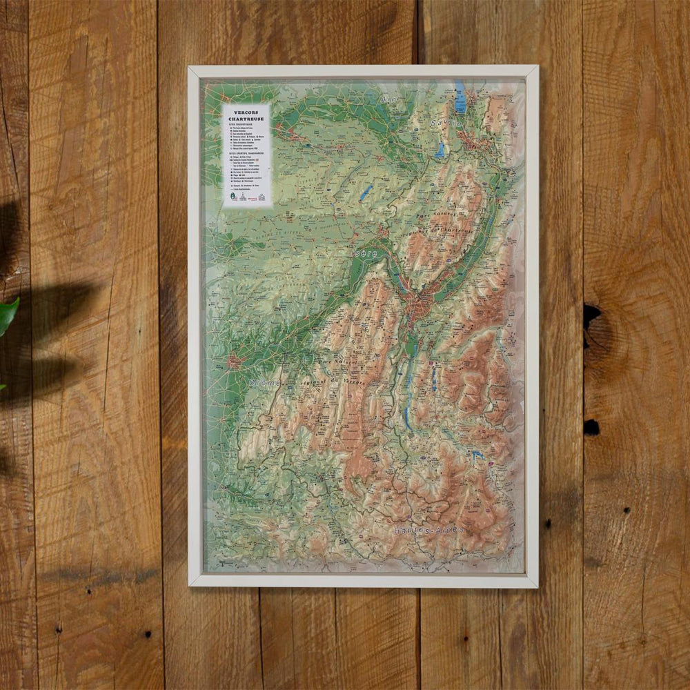 Carte murale en relief - Parc naturels régionaux du Vercors et de la Chartreuse - 41 cm x 61 cm | 3D Map carte relief 3D Map 