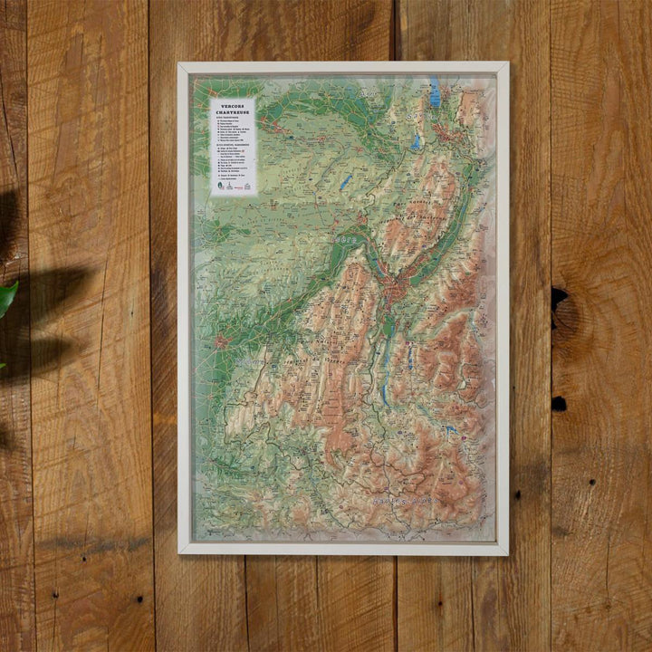 Carte murale en relief - Parc naturels régionaux du Vercors et de la Chartreuse - 41 cm x 61 cm | 3D Map carte relief 3D Map 