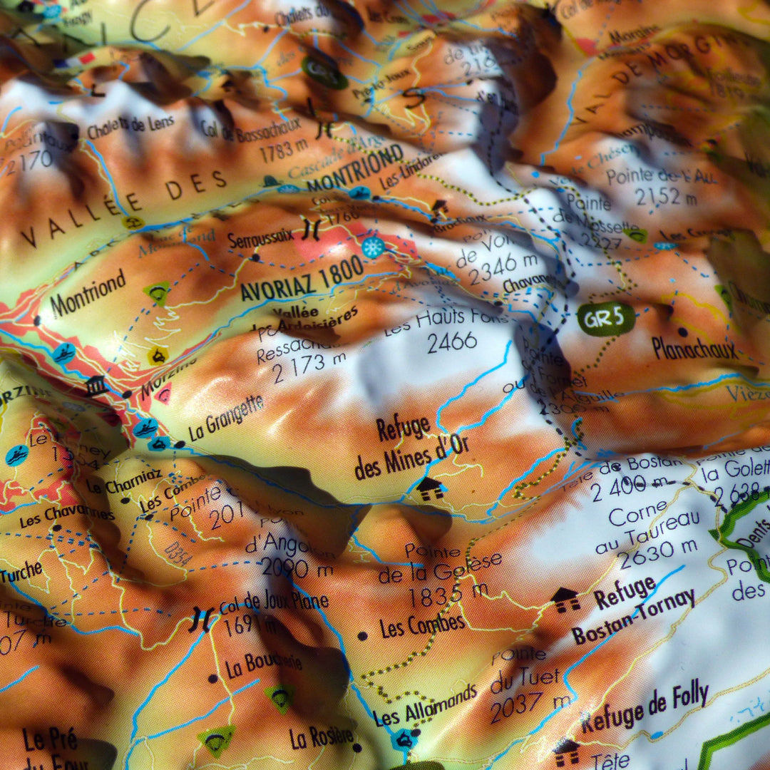 Carte murale en relief - Portes du Soleil - 29,5 x 19,5 cm | 3D Map carte relief petit format 3D Map 