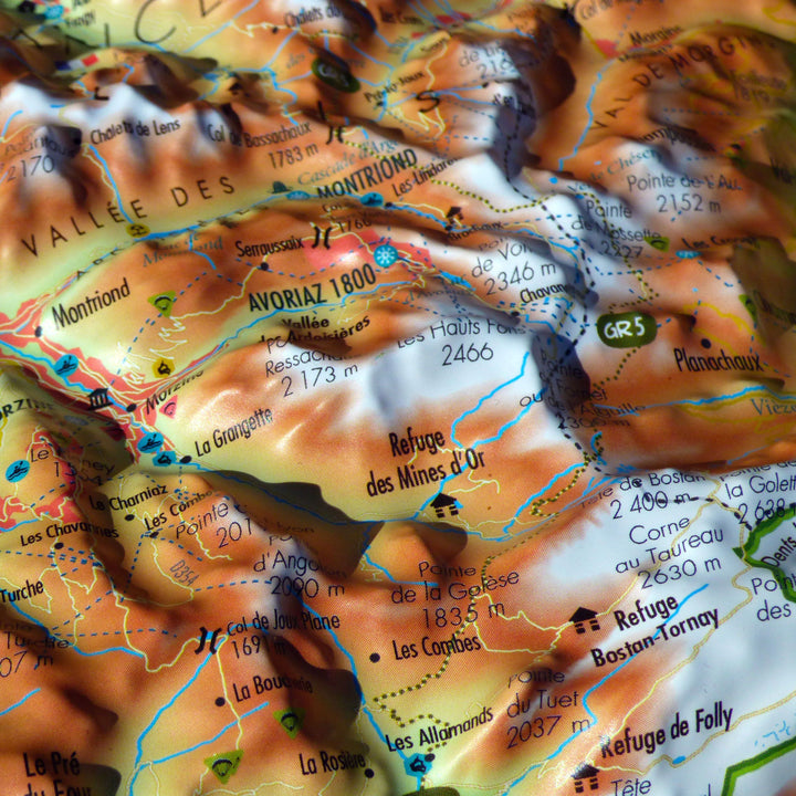 Carte murale en relief - Portes du Soleil - 29,5 x 19,5 cm | 3D Map carte relief petit format 3D Map 