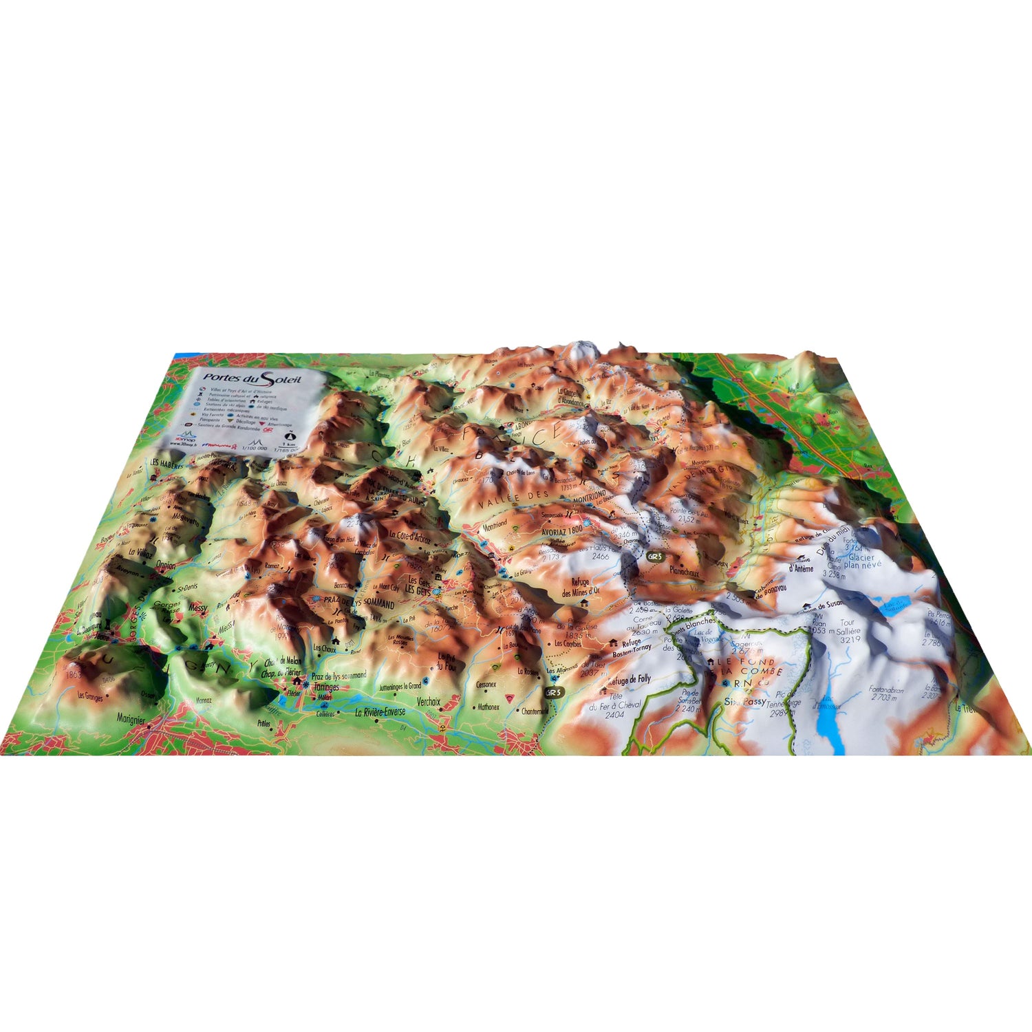 Carte murale en relief - Portes du Soleil (Chablais) - 29,5 x 19,5 cm | 3D Map carte en relief 3D Map