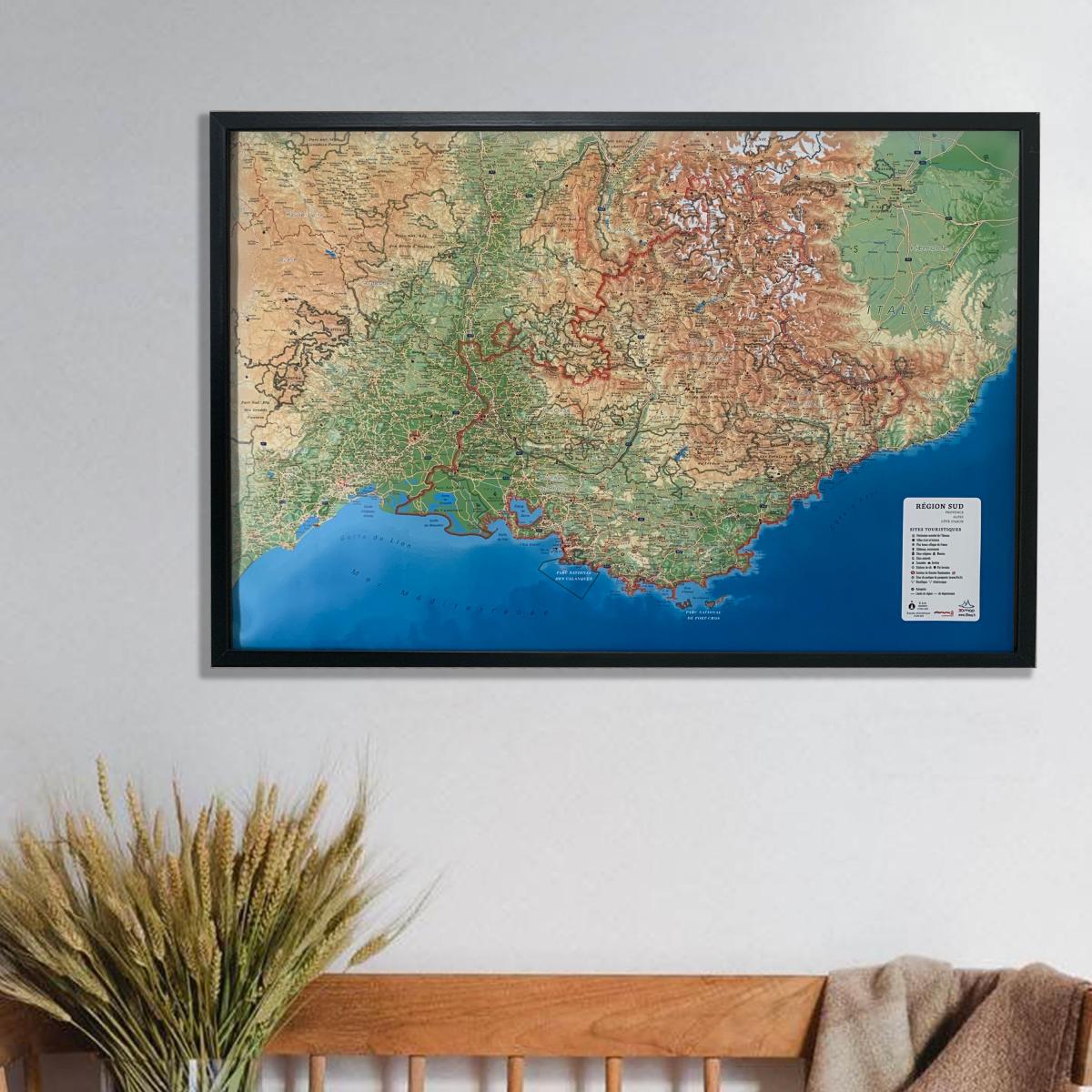 Relief map of Provence-Alpes-Côte d'Azur (PACA) - 61 cm x 41 cm | 3D ...