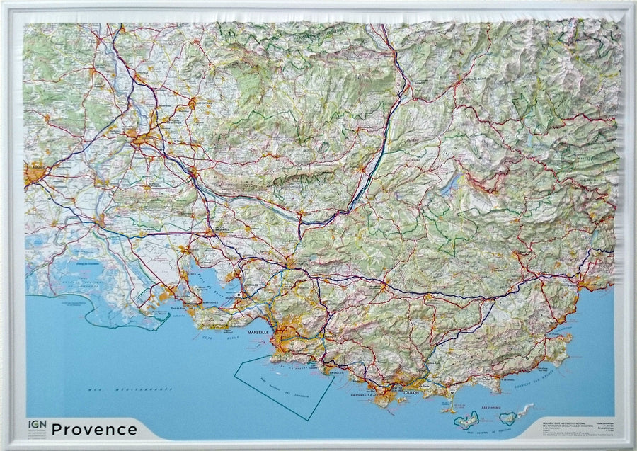 Carte murale en relief - Provence | IGN carte relief grande dimension IGN 