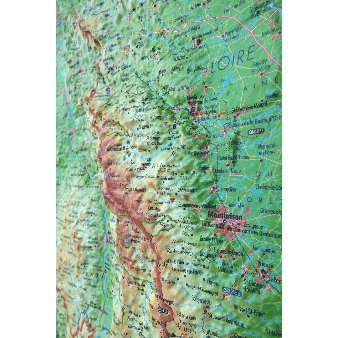 Carte murale en relief - Puy de Dôme - 61 cm x 41 cm | 3D Map carte relief 3D Map 