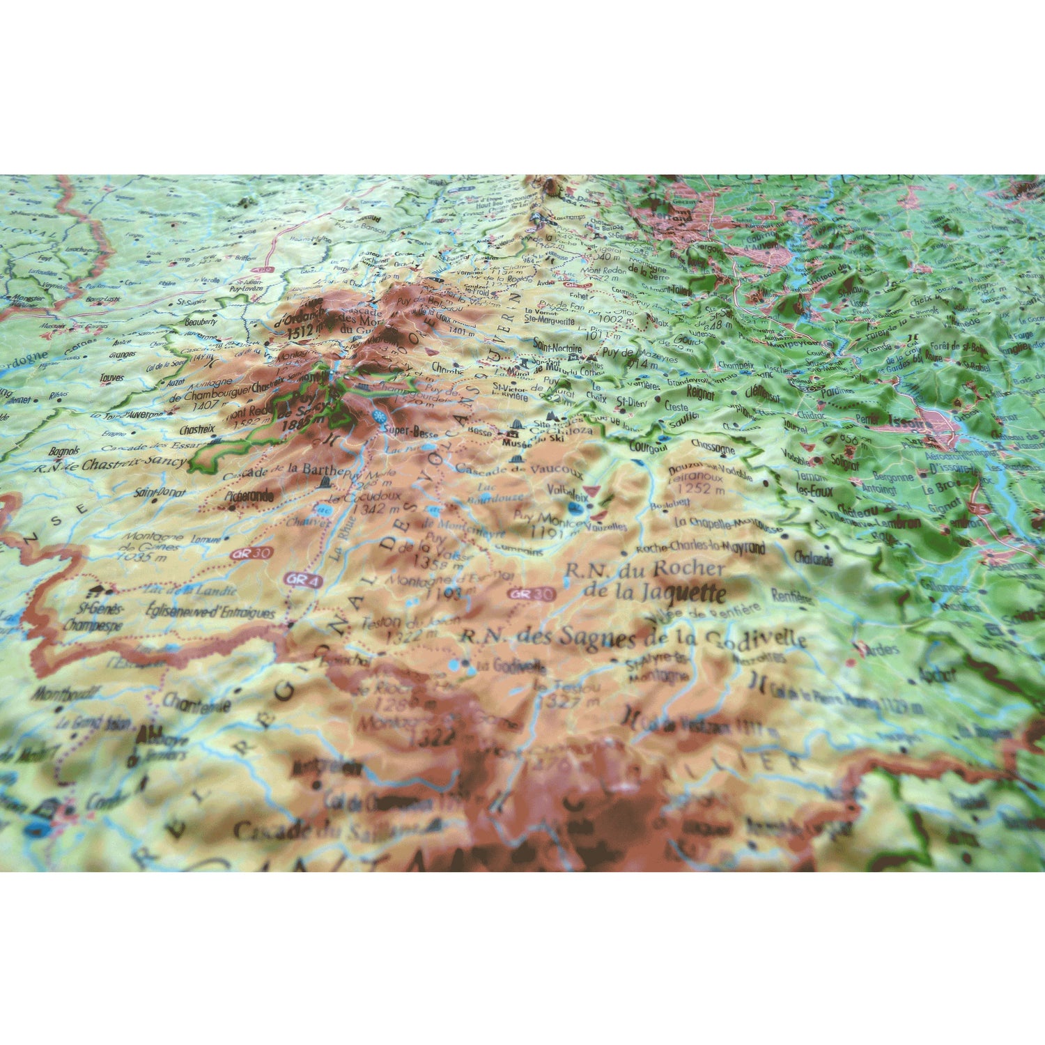 Carte murale en relief - Puy de Dôme - 61 cm x 41 cm | 3D Map carte en relief 3D Map