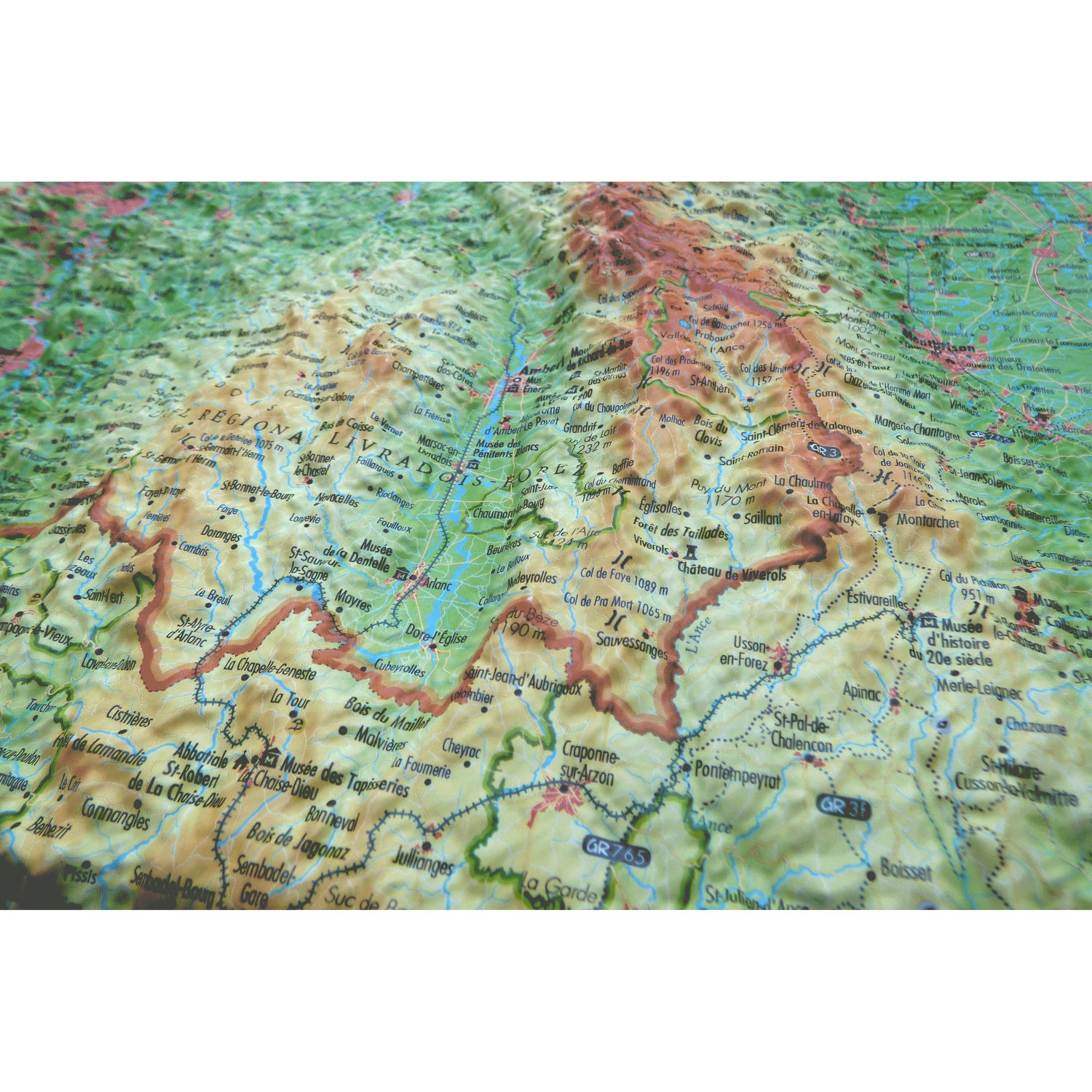 Carte murale en relief - Puy de Dôme - 61 cm x 41 cm | 3D Map carte en relief 3D Map