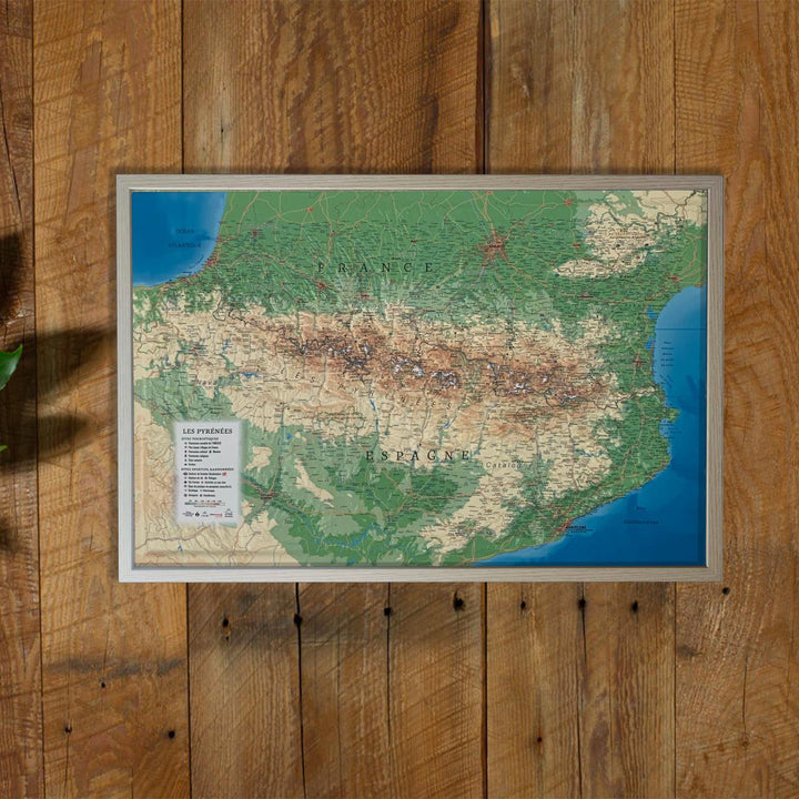 Carte murale en relief - Pyrénées - 61 cm x 41 cm | 3D Map carte relief 3D Map 
