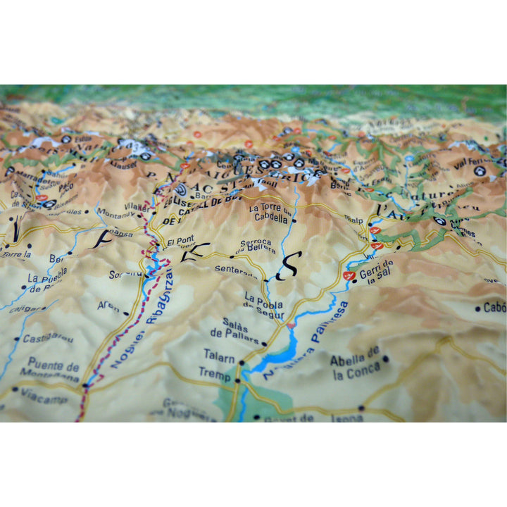 Carte murale en relief - Pyrénées - 61 cm x 41 cm | 3D Map carte relief 3D Map 