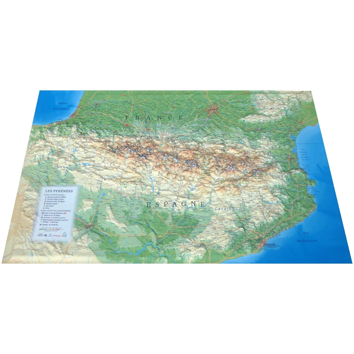 Carte murale en relief - Pyrénées - 61 cm x 41 cm | 3D Map carte en relief 3D Map Default Title