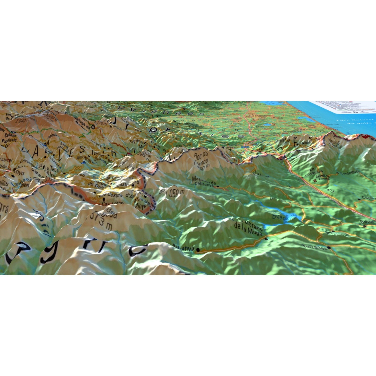 Carte murale en relief - Pyrénées-Orientales - 61 cm x 41 cm | 3D Map carte en relief 3D Map