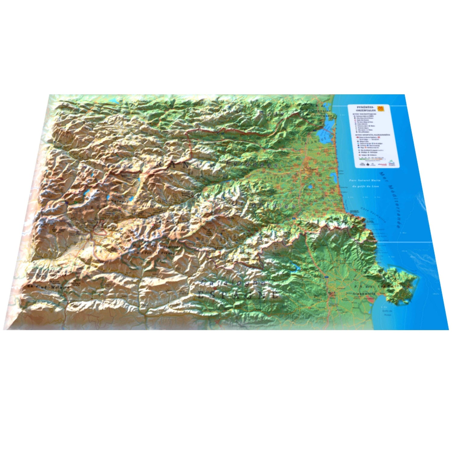Carte murale en relief - Pyrénées-Orientales - 61 cm x 41 cm | 3D Map carte en relief 3D Map Default Title