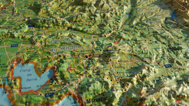 Carte murale en relief - Région PACA - 41 cm x 61 cm | 3D Map carte relief 3D Map 
