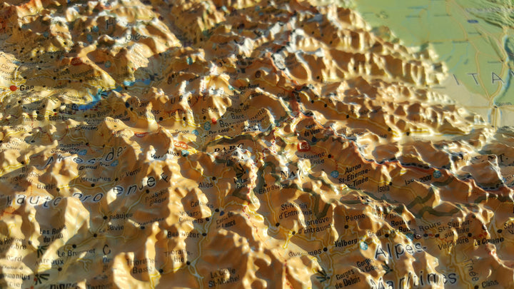 Carte murale en relief - Région PACA - 41 cm x 61 cm | 3D Map carte relief 3D Map 