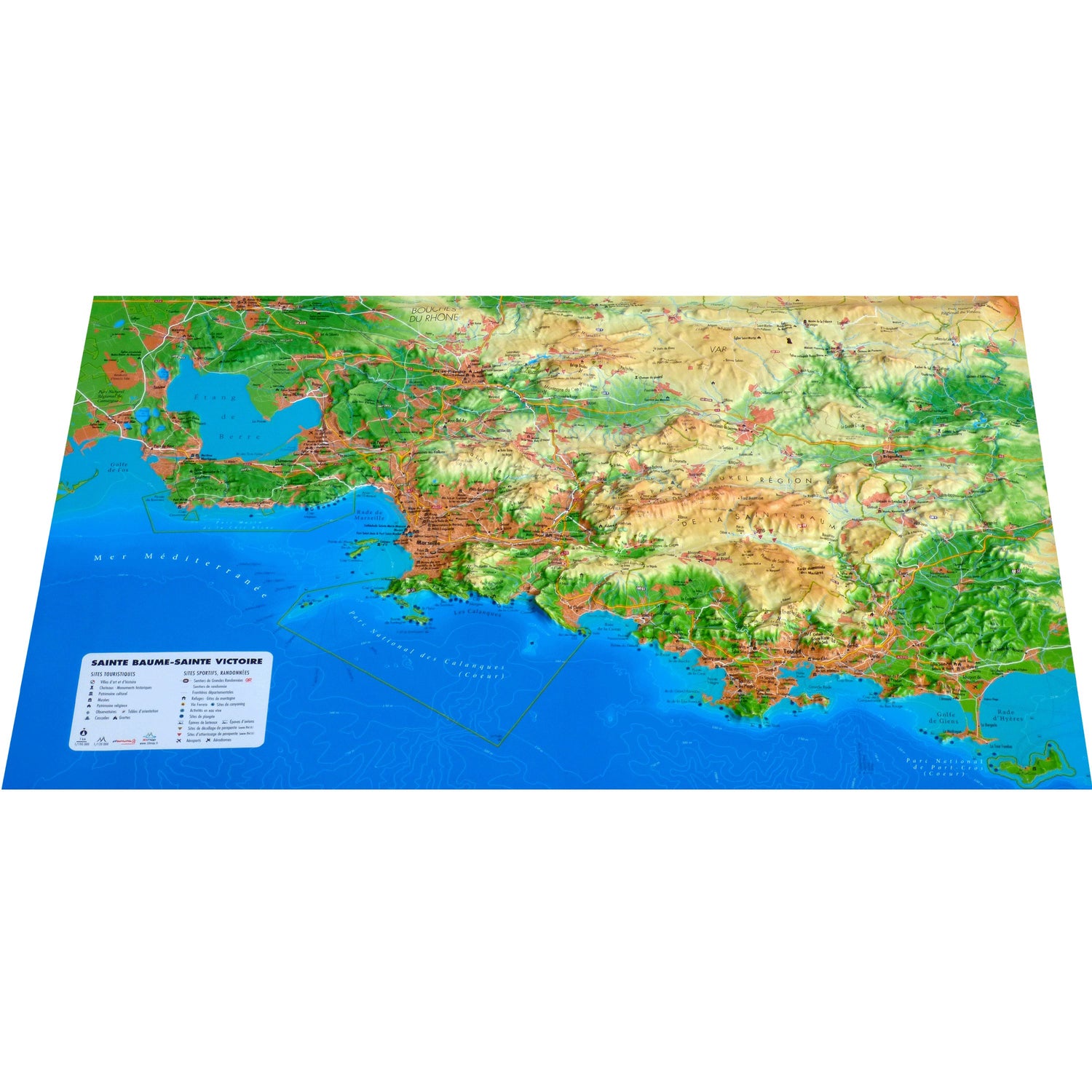 Carte murale en relief - Sainte Victoire & Sainte-Baume - 61 cm x 41 cm | 3D Map carte en relief 3D Map