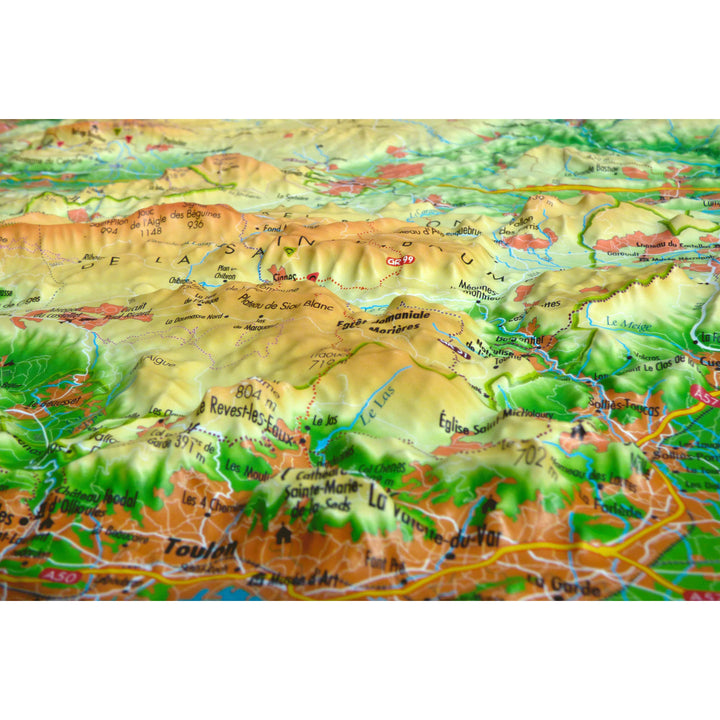 Carte murale en relief - Sainte Victoire & Sainte-Baume - 41 cm x 61 cm | 3D Map carte relief 3D Map 