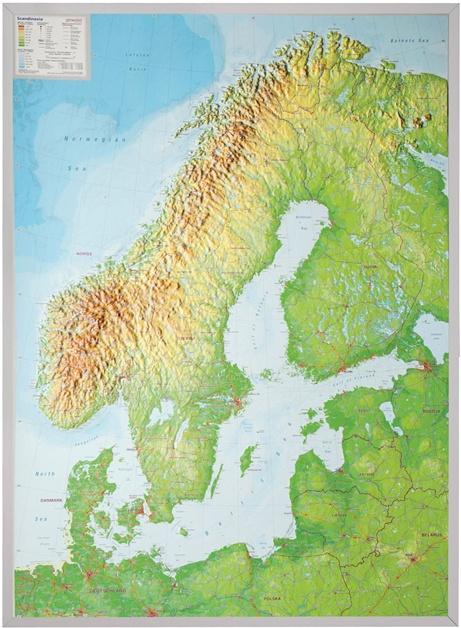 Carte murale en relief - Scandinavie (en anglais) | Georelief - La Compagnie des Cartes