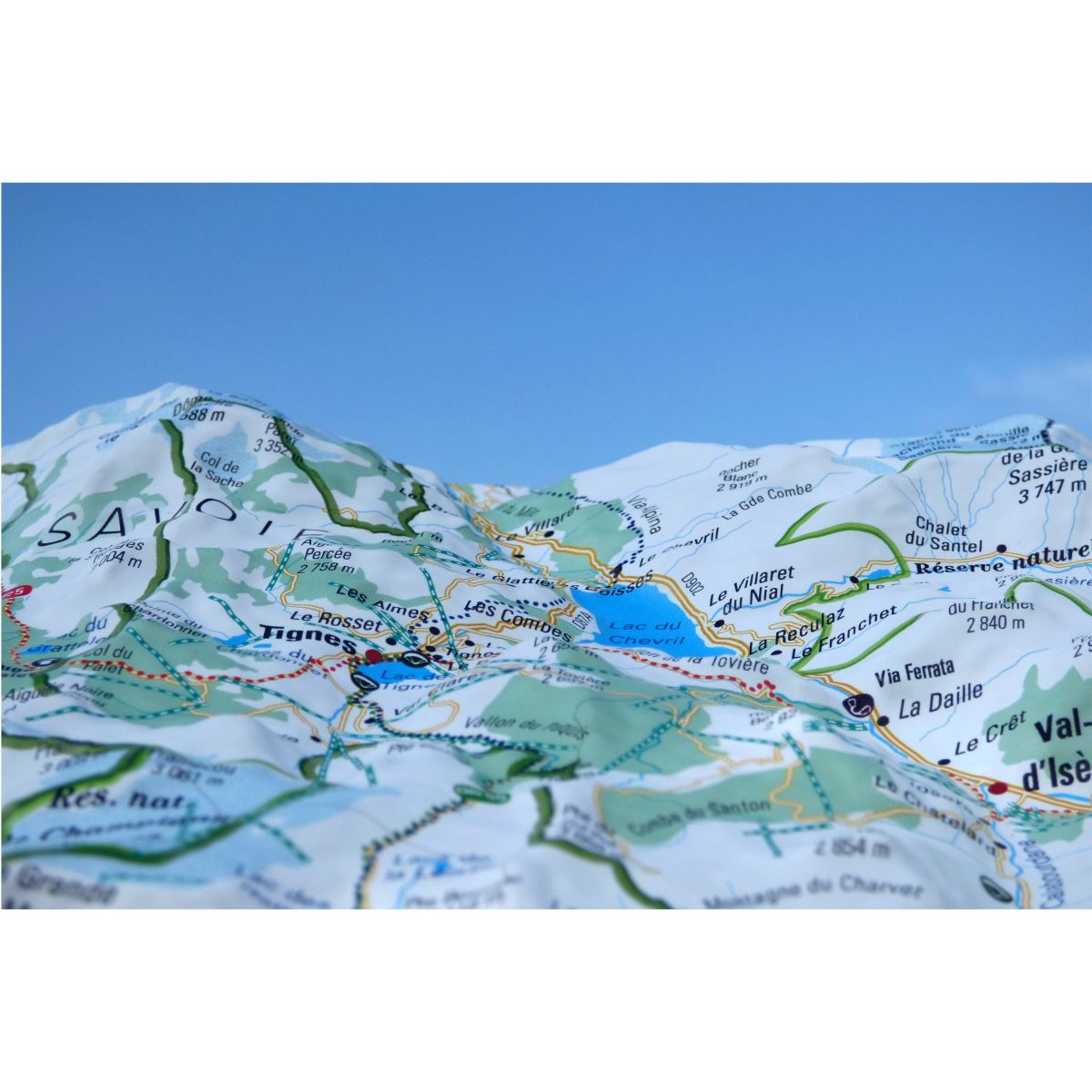 Carte murale en relief - Stations de Tignes - Val d'Isère - 19,5 cm x 29,5 cm | 3D Map carte en relief 3D Map