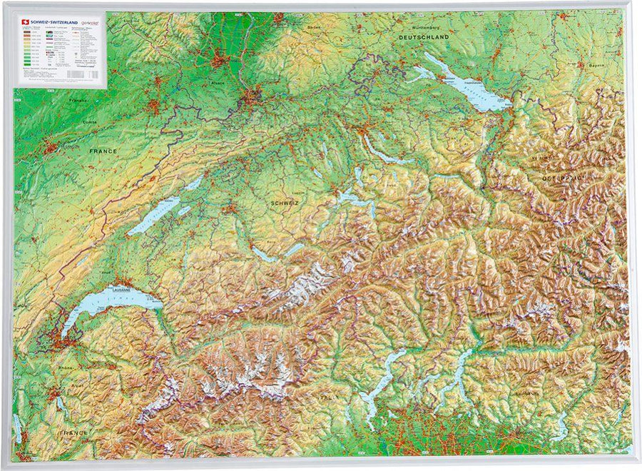 Carte murale en relief - Suisse (en anglais) | Georelief carte relief Georelief Sans cadre 
