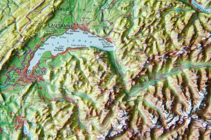 Carte murale en relief - Suisse (trilingue) - 77 x 57 cm | Georelief carte relief Georelief 