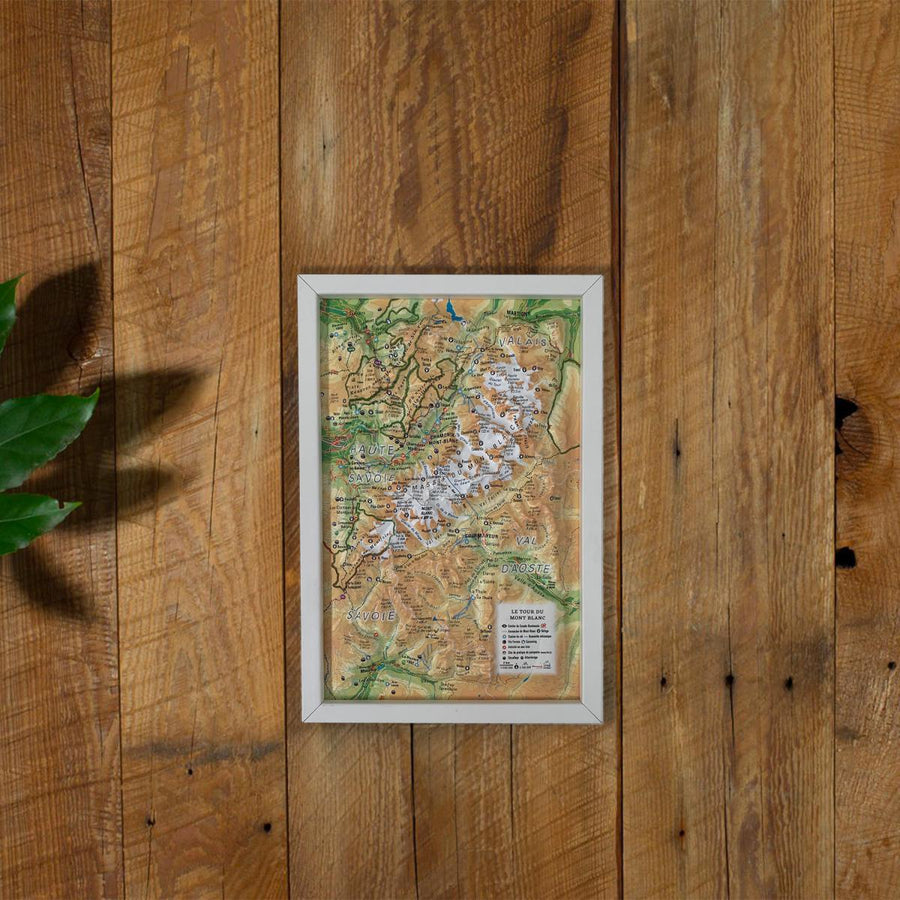Carte murale en relief - Tour du Mont Blanc - 19,5 cm x 29,5 cm | 3D Map carte relief petit format 3D Map 