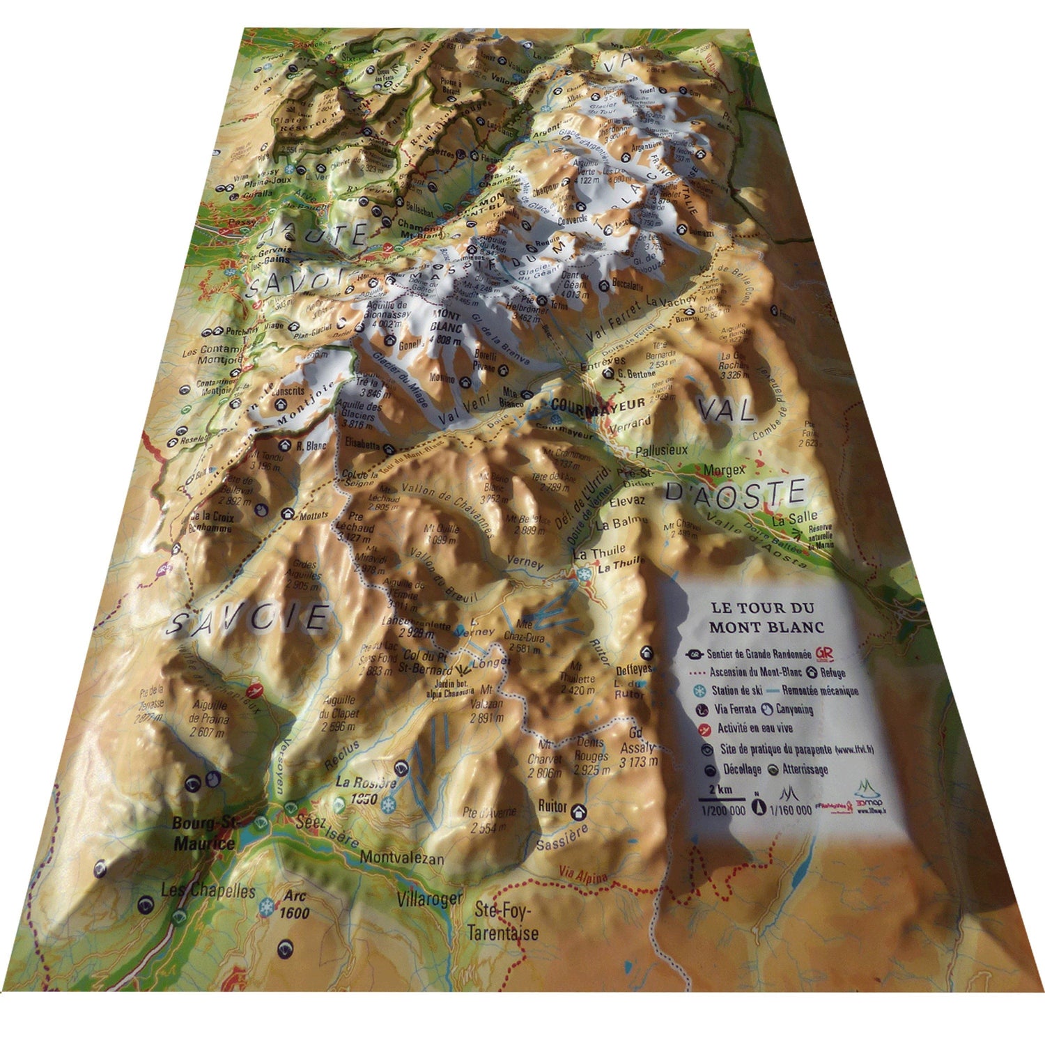 Carte murale en relief - Tour du Mont Blanc - 19,5 cm x 29,5 cm | 3D Map carte en relief 3D Map Default Title