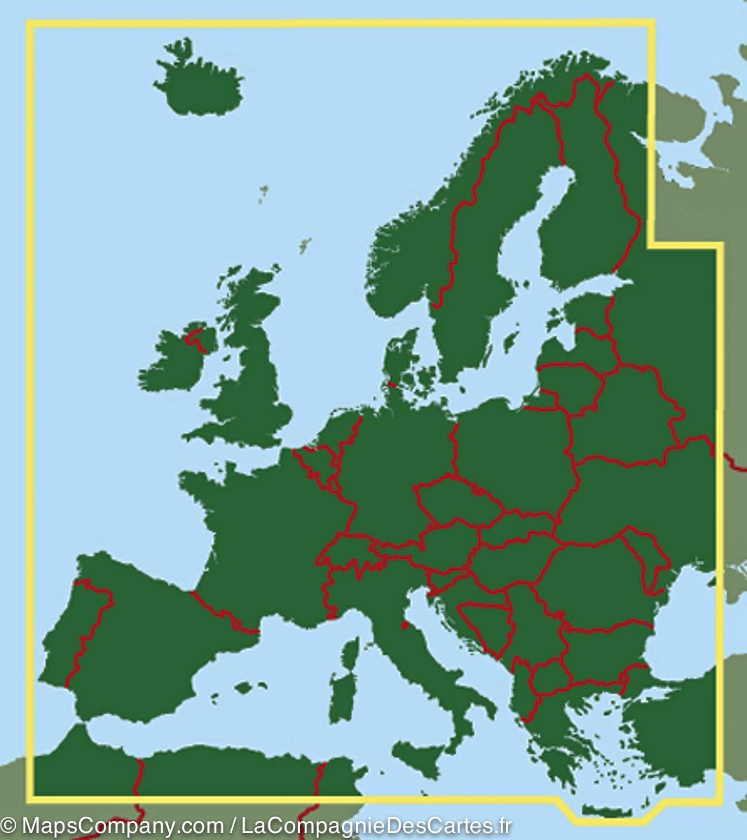Carte murale plastifiée avec lattes de maintien en bois - Europe (codes postaux) - 96 x 113 cm | Freytag & Berndt carte murale roulée (en tube) Freytag & Berndt