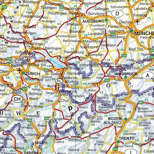 Carte murale - Europe (physique) - 126 x 90 cm | Freytag & Berndt carte murale roulée (en tube) Freytag & Berndt