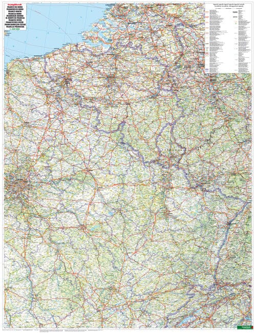 Carte murale - France Nord - 96 x 115 cm | Freytag & Berndt carte murale roulée (en tube) Freytag & Berndt