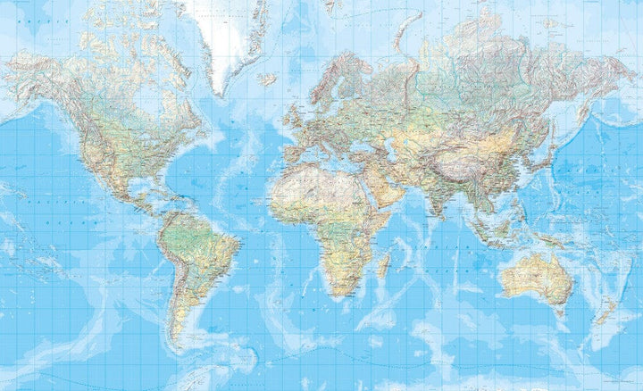 Carte murale géante (en anglais) - Monde physique - 1/20 M (202 x 123 cm) | Kümmerly & Frey carte murale grand tube Kümmerly & Frey 