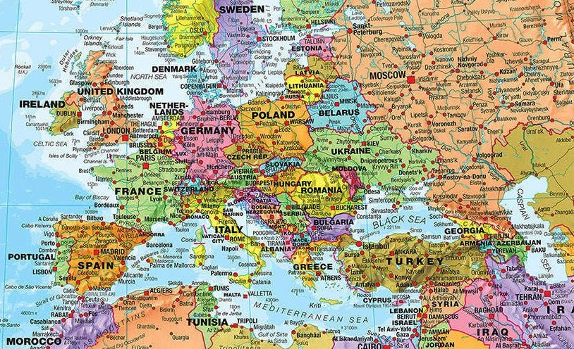 Carte murale géante (en anglais) - Monde politique - 1/20M (197 x 117 cm) | Maps International carte murale roulée (en tube) Maps International