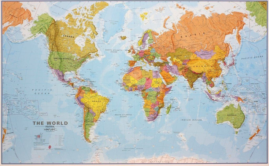 Carte murale géante (en anglais) - Monde (politique) - 197 x 117 cm | Maps International carte murale grand tube Maps International papier 