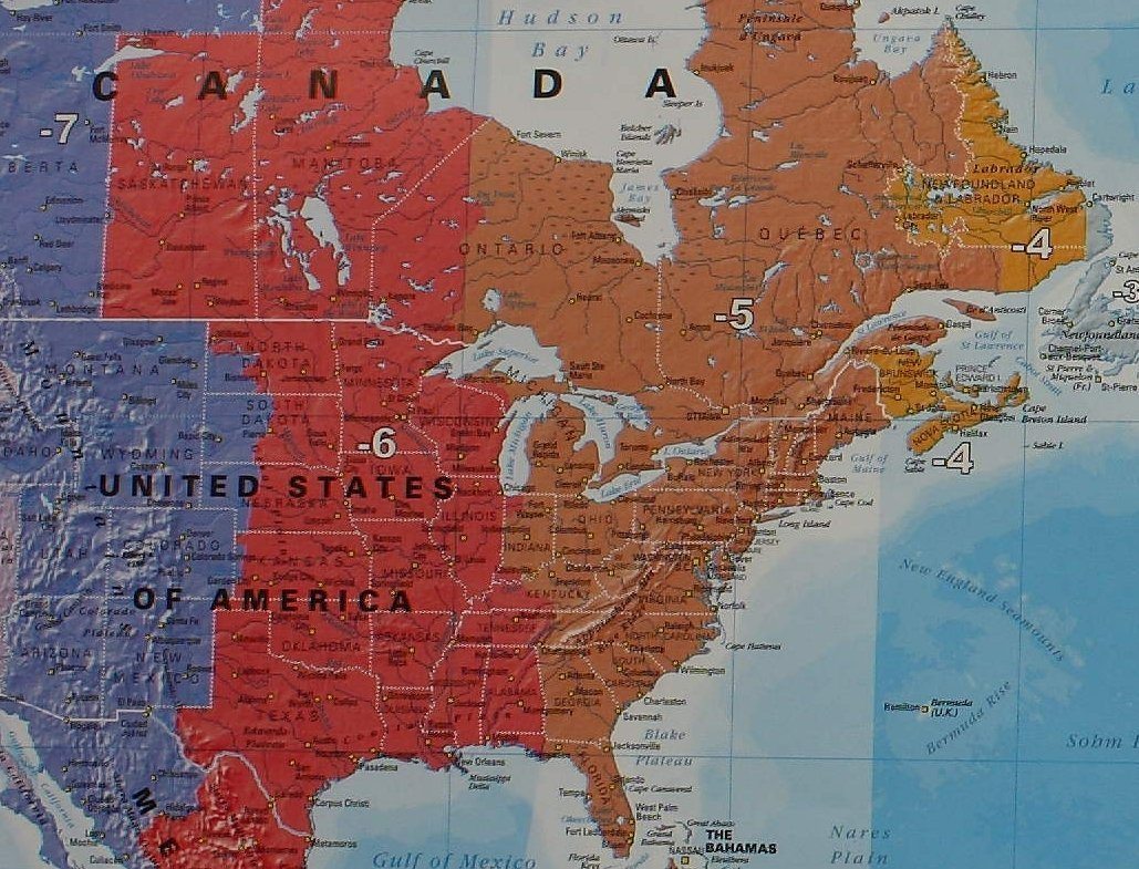 Carte murale (en anglais) - Le Monde & Fuseaux horaires - 1/30M (125 x 90 cm) carte murale roulée (en tube) Dilibel