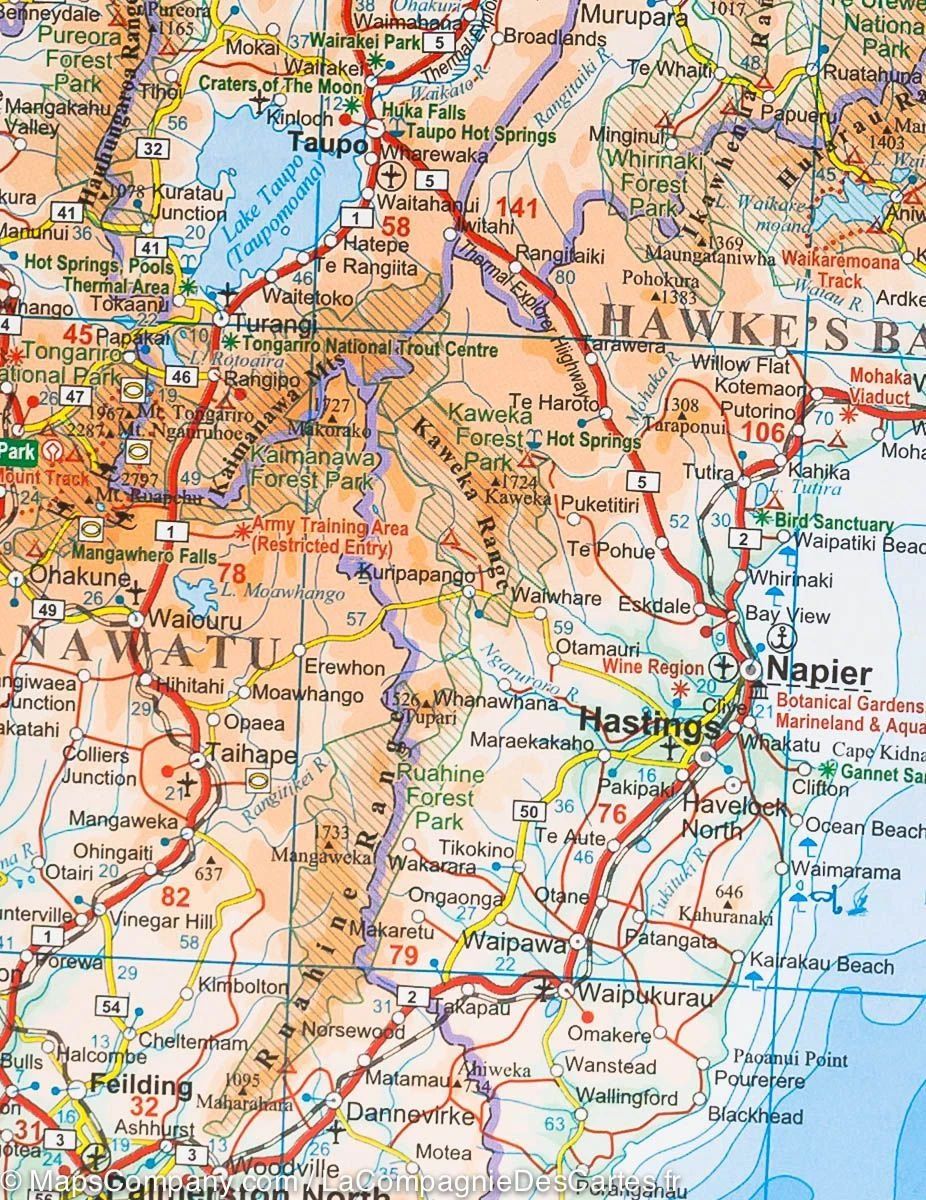 Carte murale géographique - Nouvelle Zélande - 94 x 74 cm | Gizi Map carte murale roulée (en tube) Gizi Map