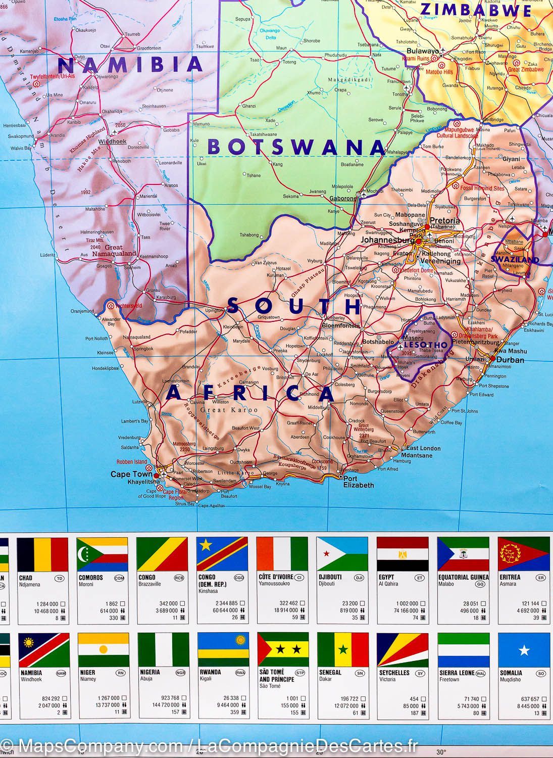 Carte murale (papier) - Afrique politique - 97 x 124 cm | Freytag & Berndt carte murale roulée (en tube) Freytag & Berndt