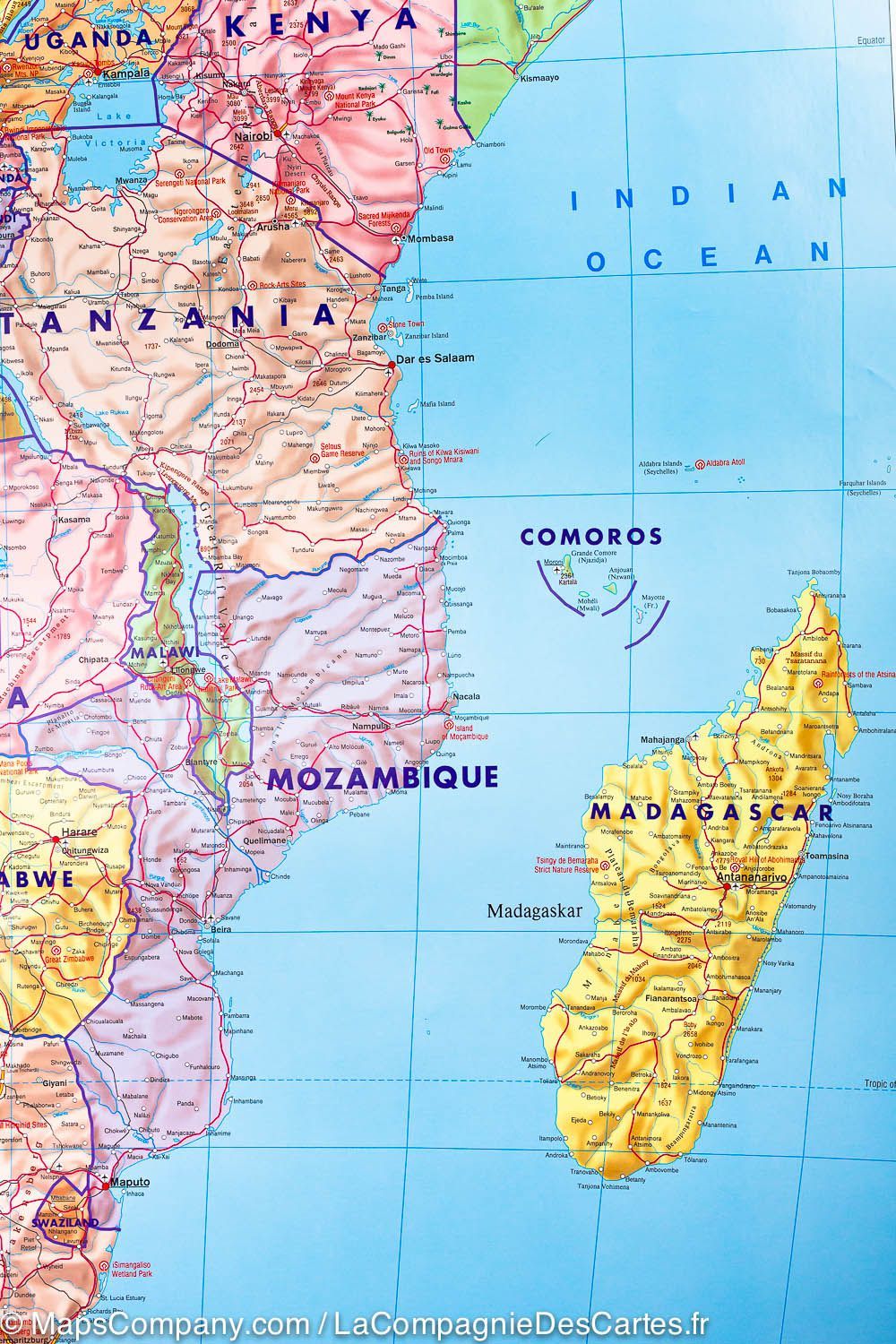 Carte murale (papier) - Afrique politique - 97 x 124 cm | Freytag & Berndt carte murale roulée (en tube) Freytag & Berndt