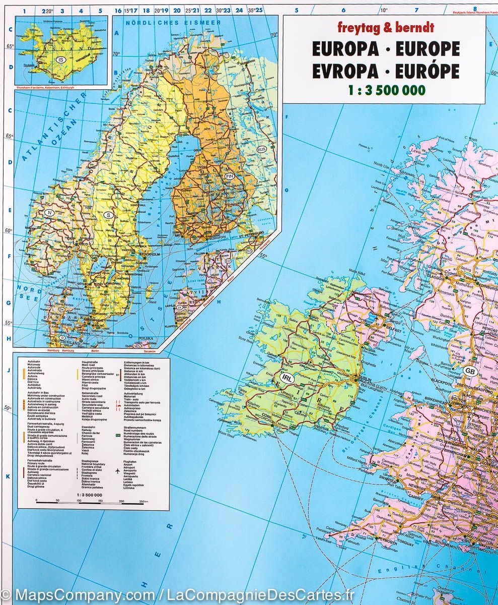 Carte murale (papier) - Europe politique - 126 x 90 cm | Freytag & Berndt carte murale grand tube Freytag & Berndt 