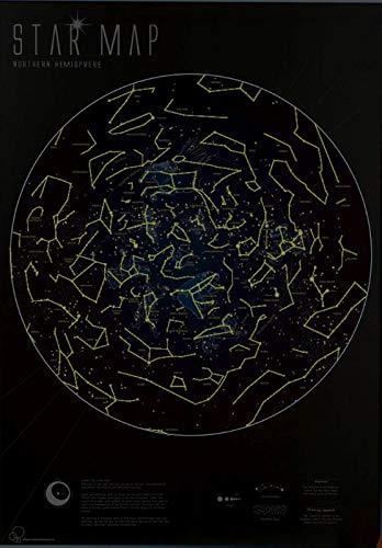 Carte murale phosphorescente - Ciel de l'hémisphère nord, en anglais (84 x 60 cm) | Maps International carte murale roulée (en tube) Maps International