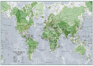 Carte murale phosphorescente - Le Monde, en anglais (84 x 59 cm) | Maps International carte murale roulée (en tube) Maps International