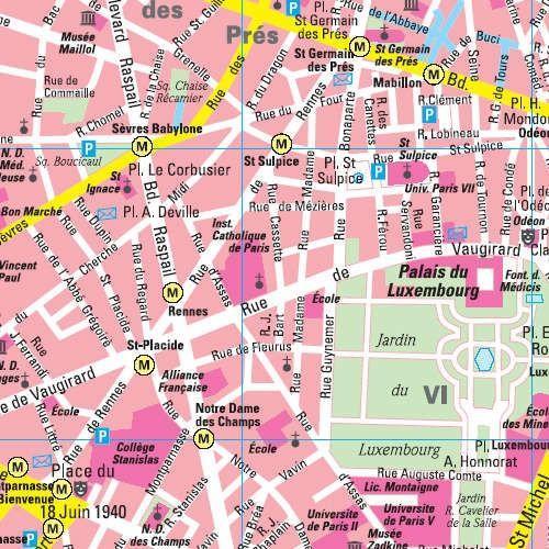 Plan de Paris - Carte VERSION MURALE ET PLASTIFIEE - 110 x 73 cm | Freytag & Berndt carte murale roulée (en tube) Freytag & Berndt