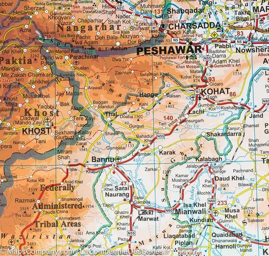 Carte murale plastifiée - Afghanistan (géographique) - 92 x 87 cm | Gizi Map carte murale roulée (en tube) Gizi Map