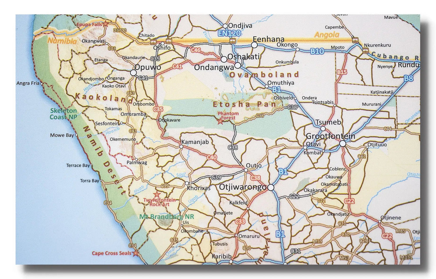 Carte murale plastifiée - Afrique, partie Sud - 130 x 98 cm | Tracks4Africa carte murale roulée (en tube) Tracks4Africa