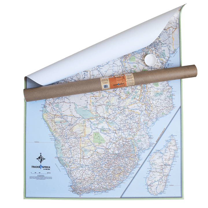 Carte murale plastifiée - Afrique, partie Sud - 130 x 98 cm | Tracks4Africa carte murale petit tube Tracks4Africa 