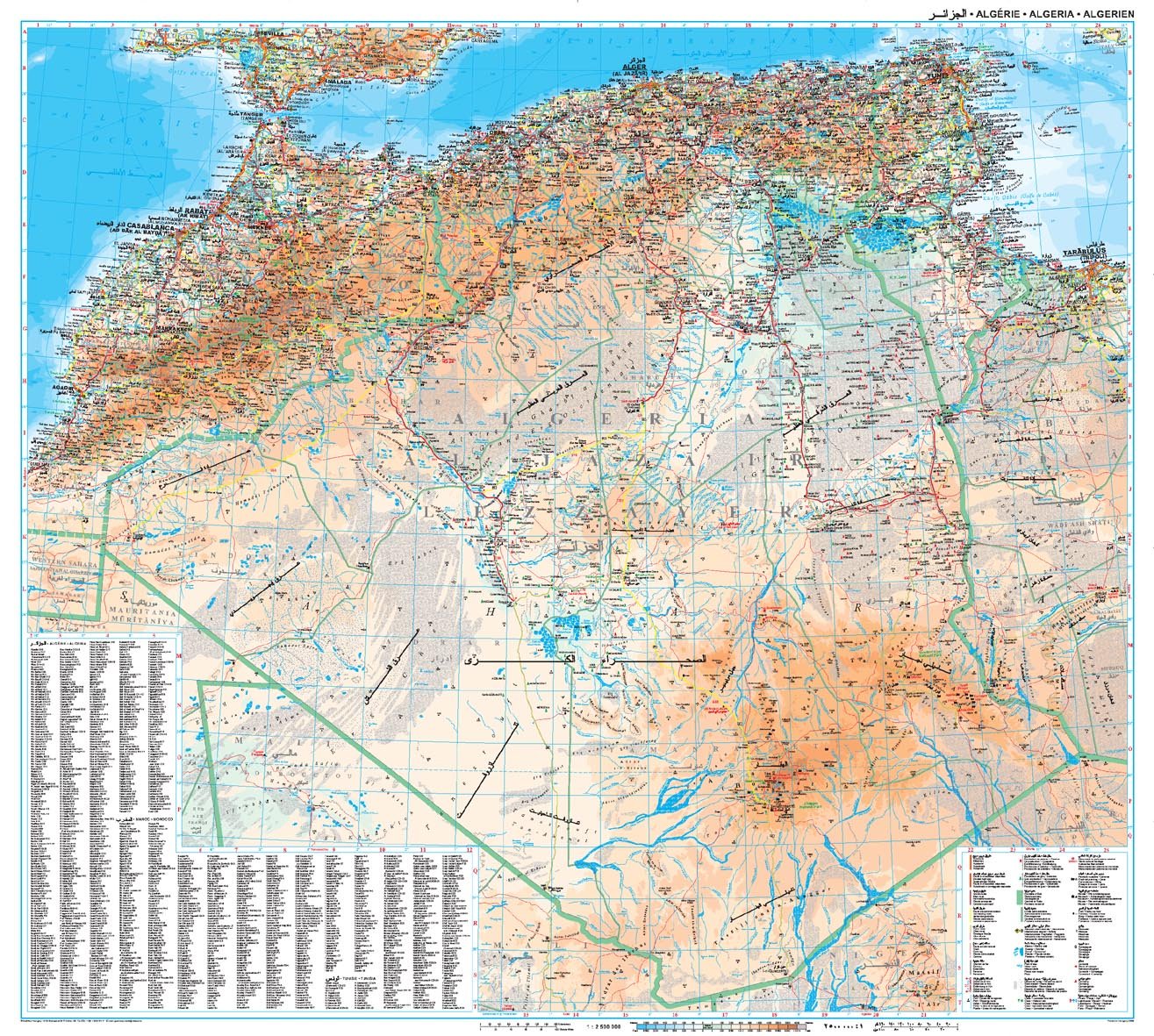 Carte murale plastifiée - Algérie (géographique) - 97 x 87 cm | Gizi Map carte murale roulée (en tube) Gizi Map Default Title