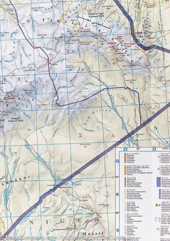 Carte murale plastifiée - Algérie (routière) | Gizi Map carte murale grand tube Gizi Map 
